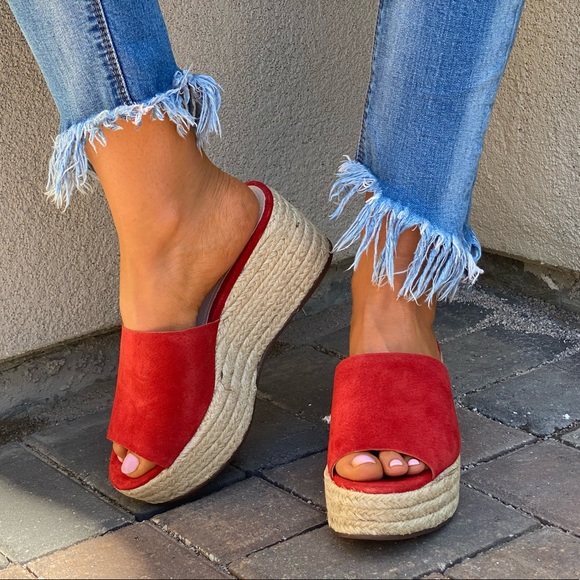 Genuine Leather Espadrille Wedge Flat Platform - Picture 7 of 13